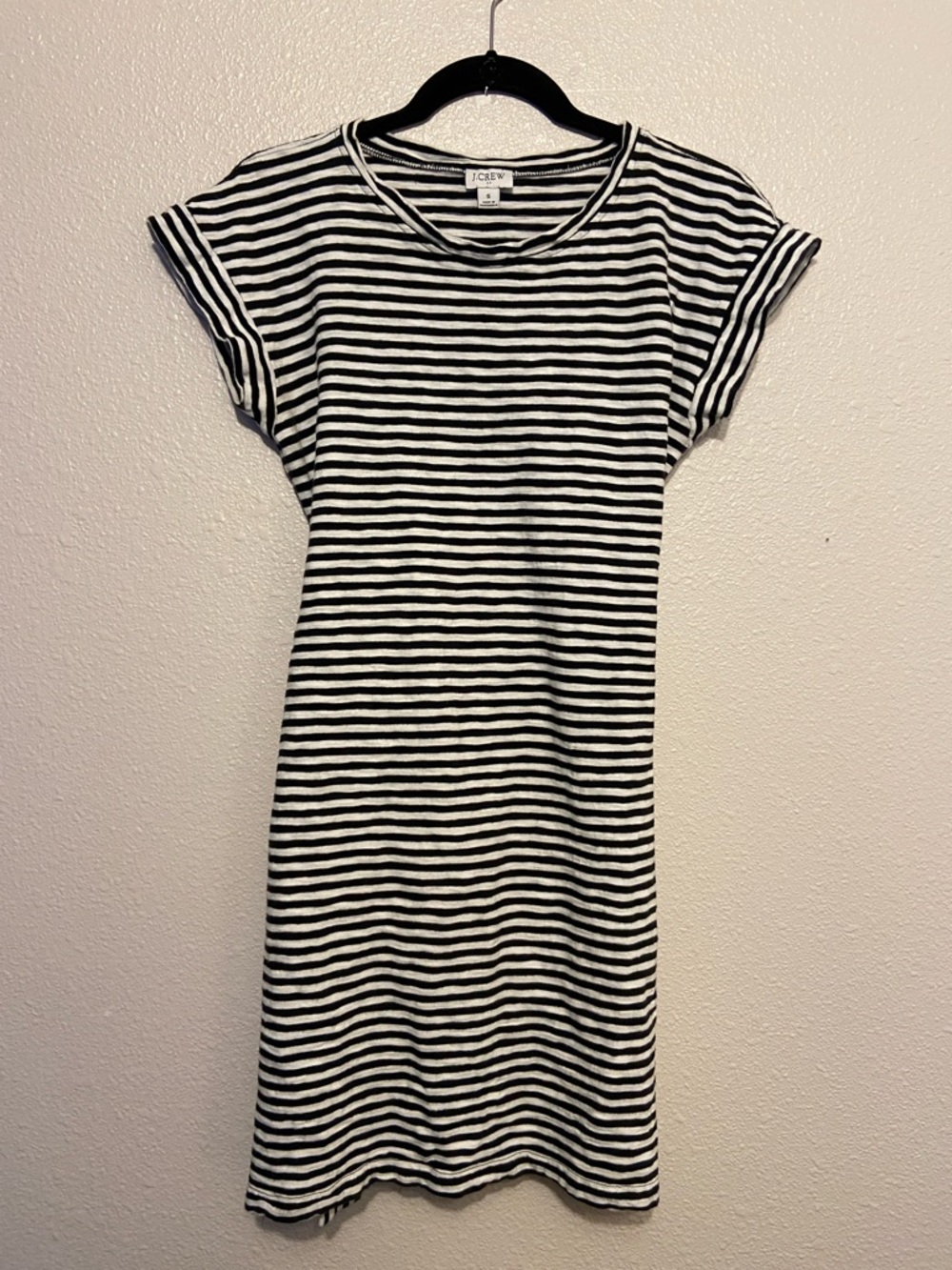 J. Crew Black and White Striped Mini Dress, Size Small